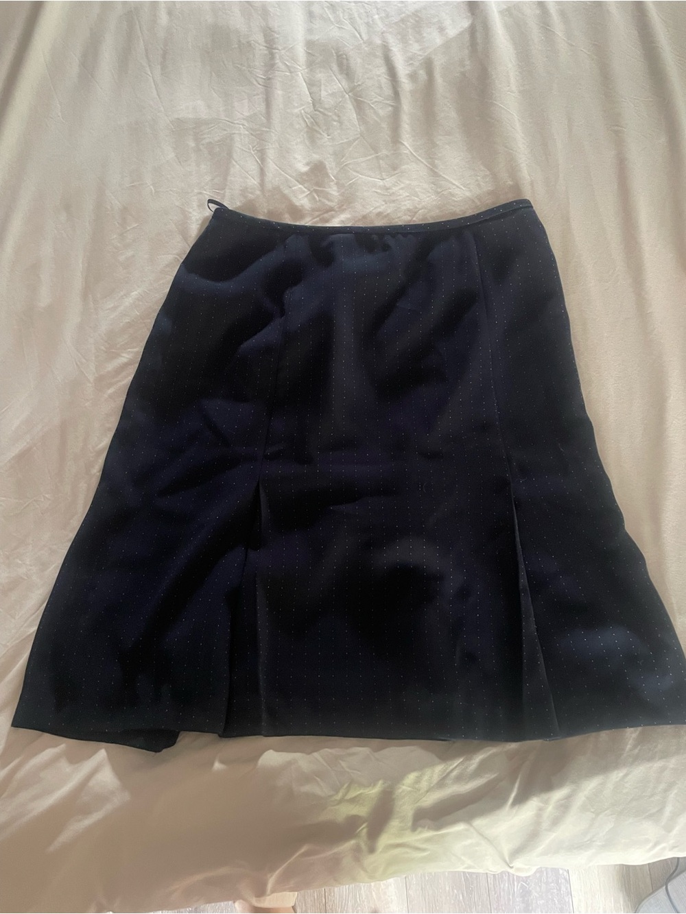 Sag Harbor Navy A-Line Skirt with Subtle Pinstripes